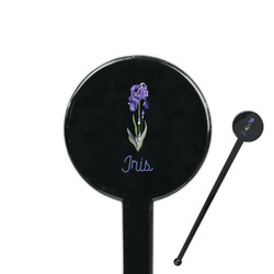 Irises (Van Gogh) 7" Round Plastic Stir Sticks - Black - Single Sided