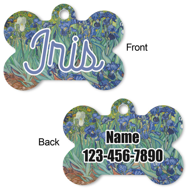 Irises (Van Gogh) Bone Shaped Dog ID Tag - Large - Approval