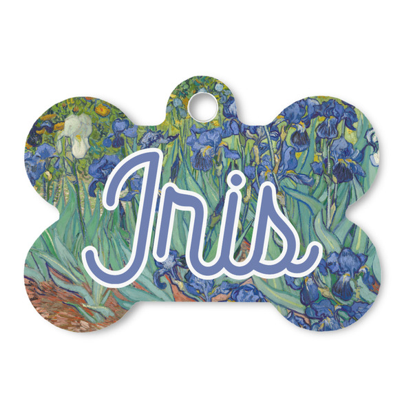 Custom Irises (Van Gogh) Bone Shaped Dog ID Tag - Large
