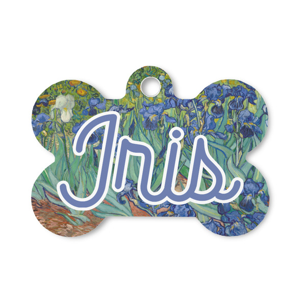 Custom Irises (Van Gogh) Bone Shaped Dog ID Tag - Small