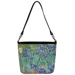 Irises (Van Gogh) Bucket Bag w/ Genuine Leather Trim - Regular
