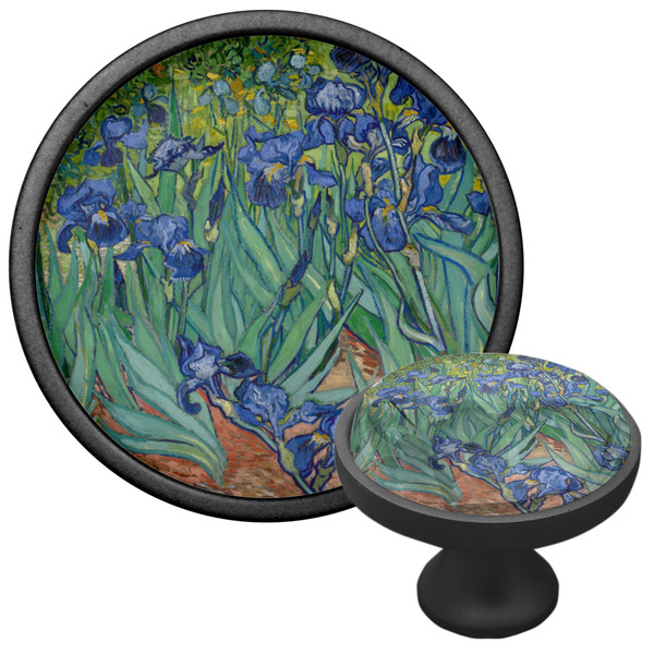 Irises (Van Gogh) Cabinet Knob - Black - Multi Angle