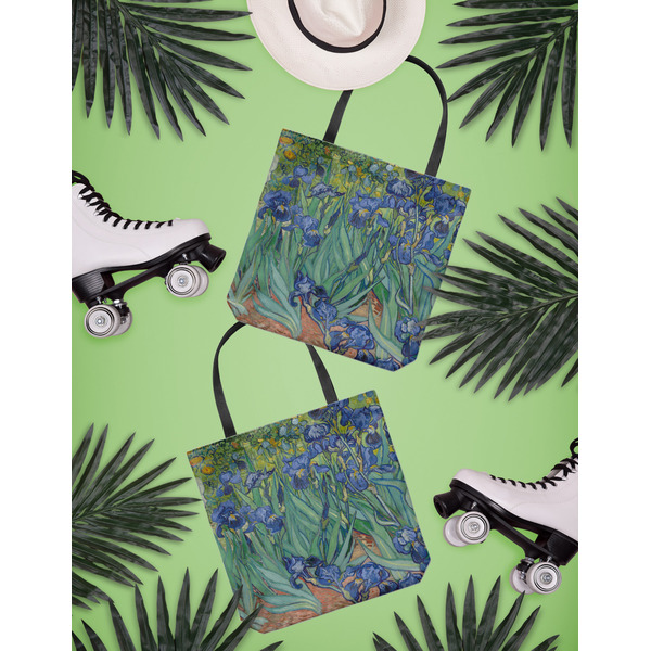 Irises (Van Gogh) Canvas Tote Lifestyle Front and Back
