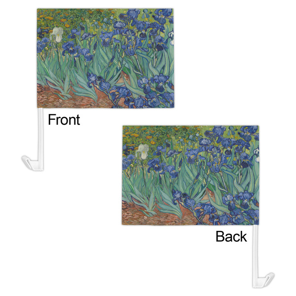 Irises (Van Gogh) Car Flag - 11" x 8" - Front & Back View