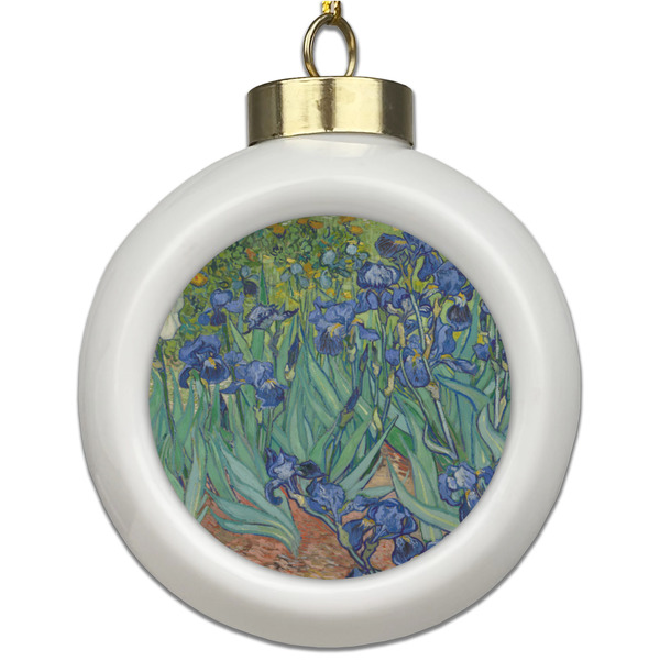Custom Irises (Van Gogh) Ceramic Ball Ornament