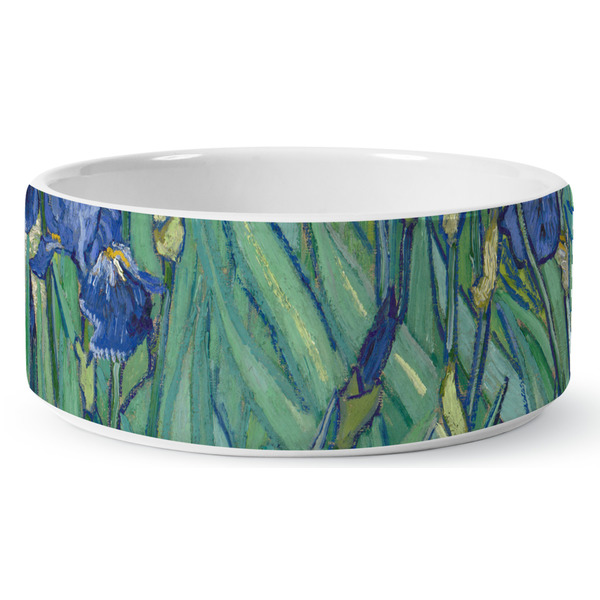 Irises (Van Gogh) Ceramic Dog Bowl - Medium - Front
