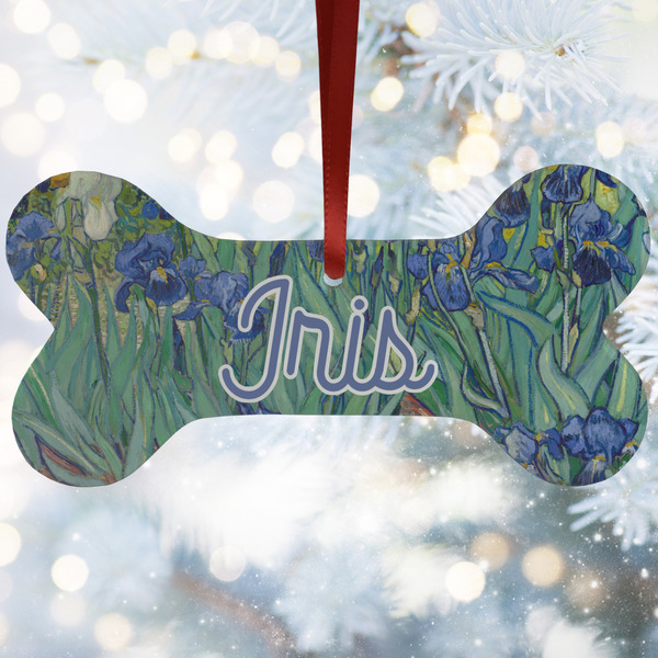 Custom Irises (Van Gogh) Ceramic Dog Ornament
