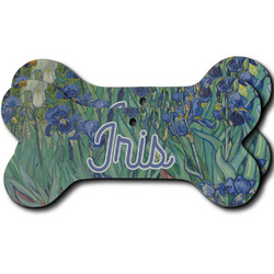 Irises (Van Gogh) Ceramic Dog Ornament - Front & Back
