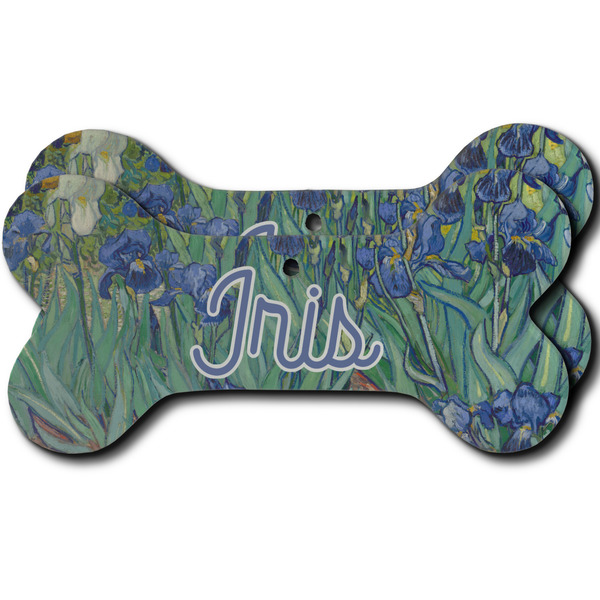 Custom Irises (Van Gogh) Ceramic Dog Ornament - Front & Back