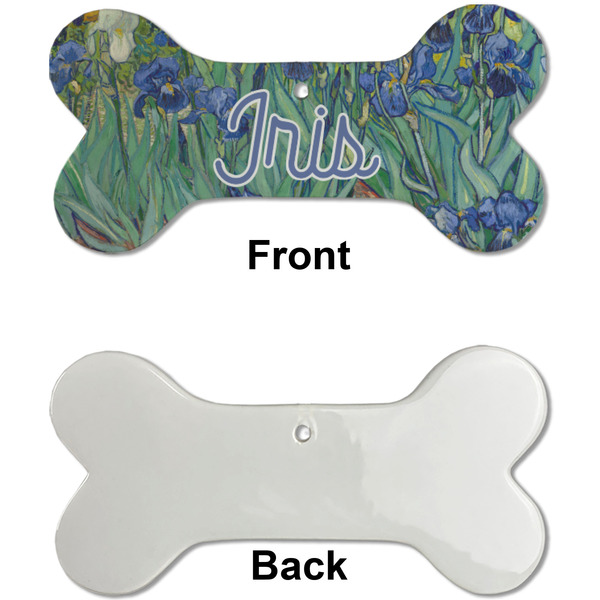 Irises (Van Gogh) Ceramic Flat Ornament - Bone Front & Back Single Print (APPROVAL)