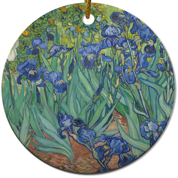Custom Irises (Van Gogh) Round Ceramic Ornament