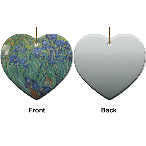 Irises (Van Gogh) Ceramic Flat Ornament - Heart Front & Back (APPROVAL)
