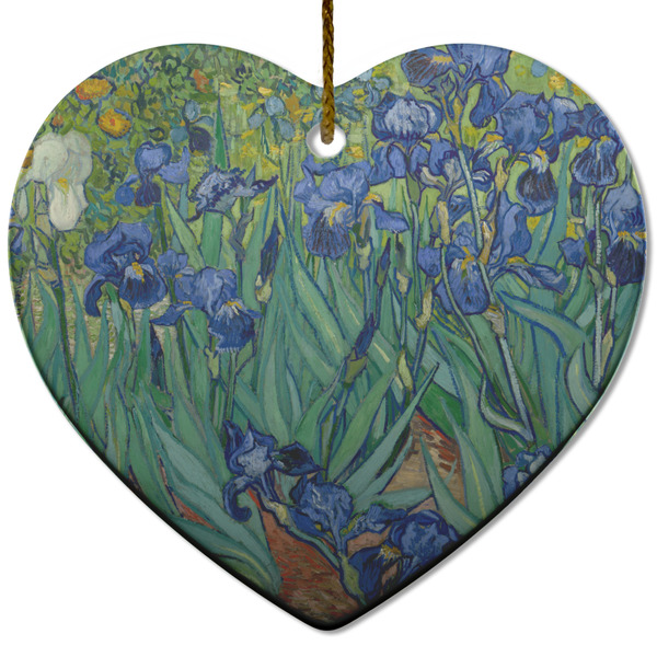 Custom Irises (Van Gogh) Heart Ceramic Ornament