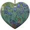 Irises (Van Gogh) Ceramic Flat Ornament - Heart (Front)