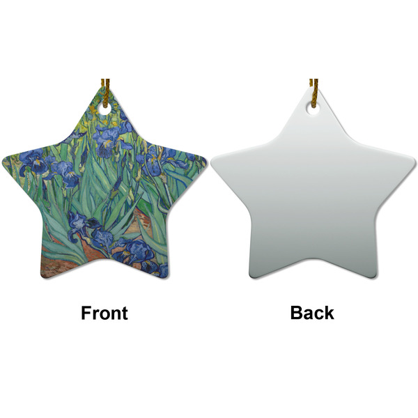 Irises (Van Gogh) Ceramic Flat Ornament - Star Front & Back (APPROVAL)