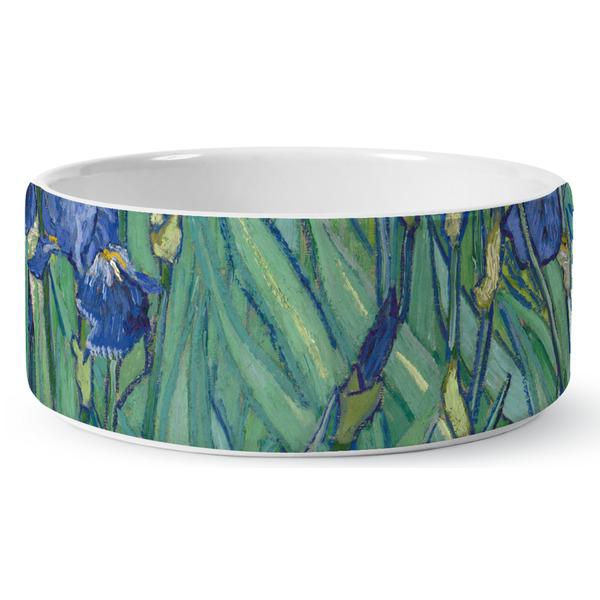 Custom Irises (Van Gogh) Ceramic Dog Bowl