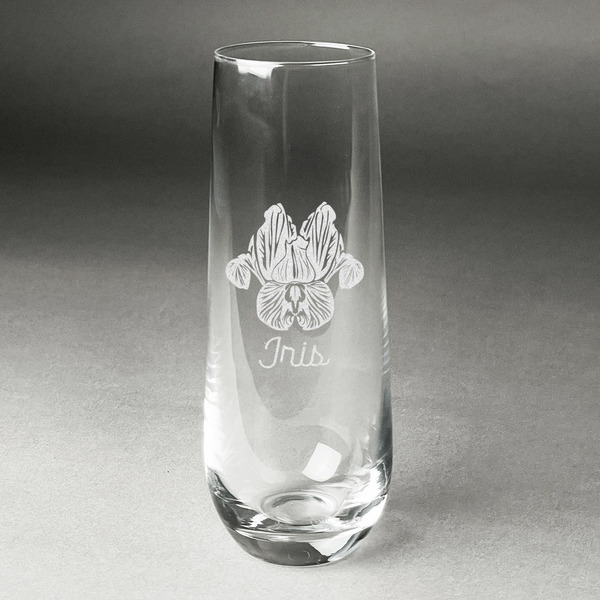 Custom Irises (Van Gogh) Champagne Flute - Stemless Engraved