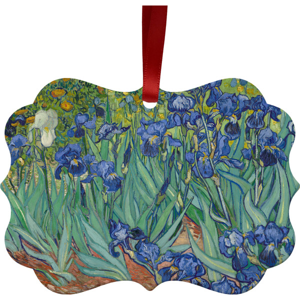 Custom Irises (Van Gogh) Metal Frame Ornament - Double Sided