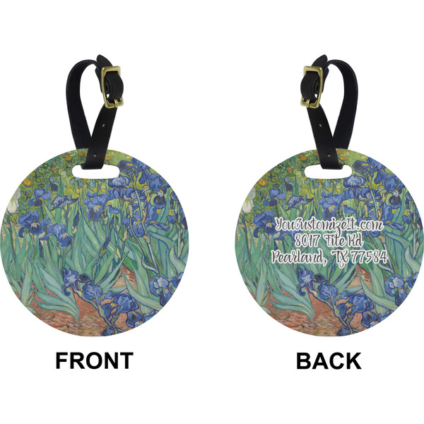 Irises (Van Gogh) Circle Luggage Tag (Front + Back)