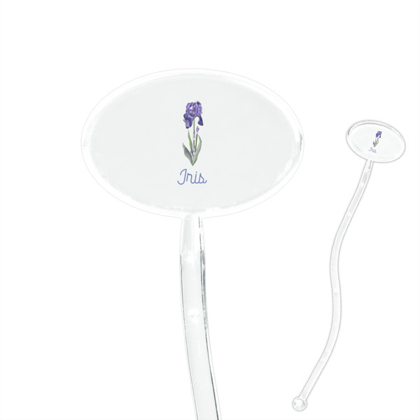 Custom Irises (Van Gogh) 7" Oval Plastic Stir Sticks - Clear