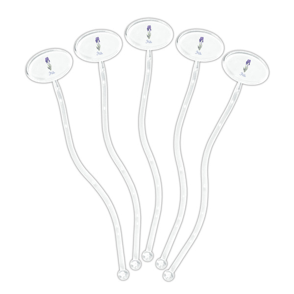 Irises (Van Gogh) Clear Plastic 7" Stir Stick - Oval - Fan