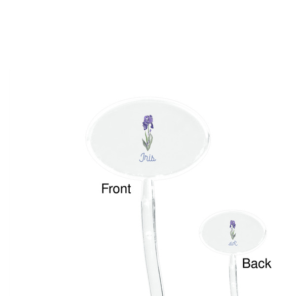 Irises (Van Gogh) Clear Plastic 7" Stir Stick - Oval - Front & Back