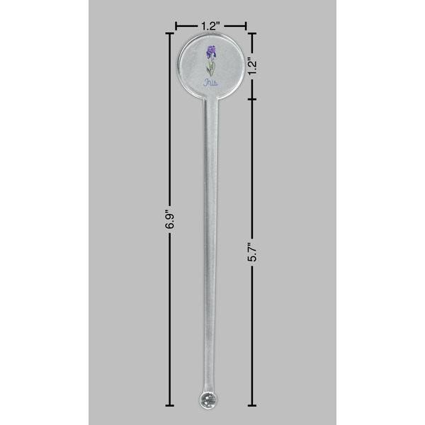 Irises (Van Gogh) Clear Plastic 7" Stir Stick - Round - Dimensions