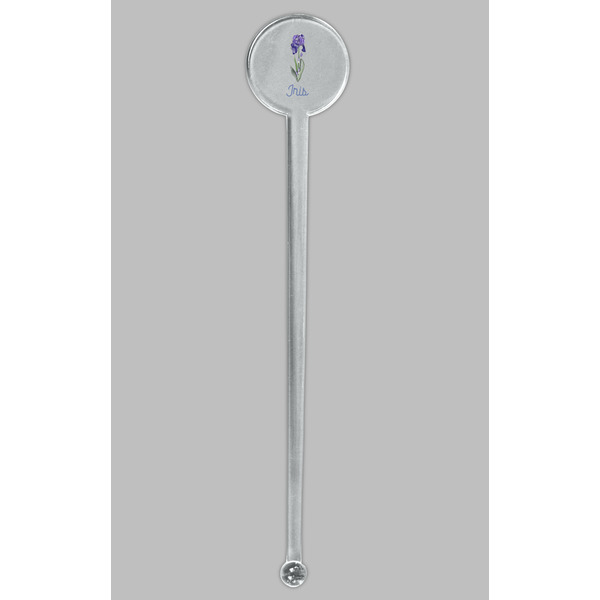 Irises (Van Gogh) Clear Plastic 7" Stir Stick - Round - Single Stick