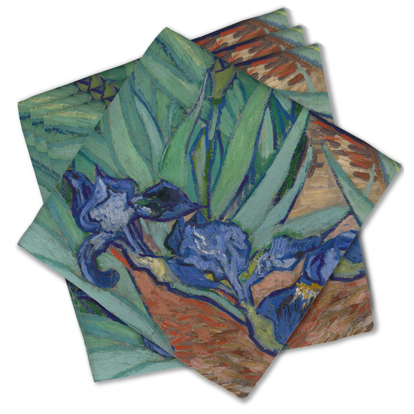 Custom Irises (Van Gogh) Cloth Cocktail Napkins - Set of 4
