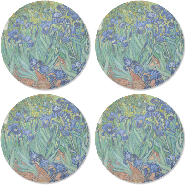 Irises (Van Gogh) Coaster Round Rubber Back - Apvl