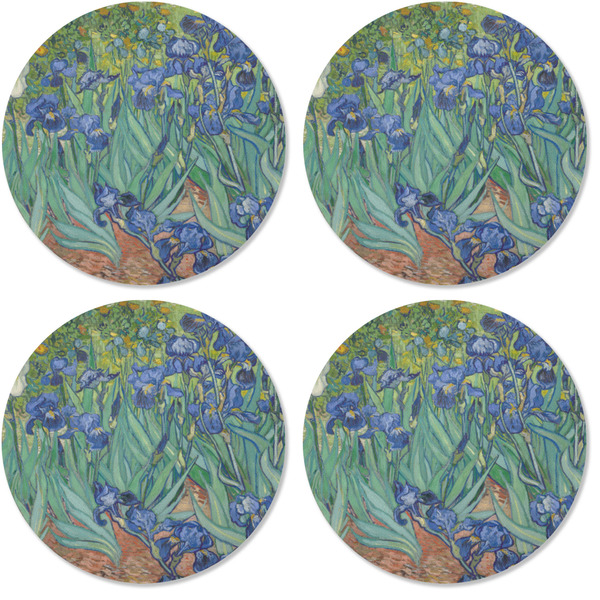 Irises (Van Gogh) Coaster Round Rubber Back - Apvl