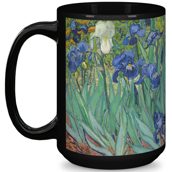 Custom Irises (Van Gogh) 15 Oz Coffee Mug - Black