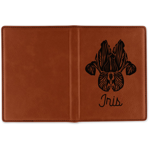 Irises (Van Gogh) Cognac Leather Passport Holder Outside Single Sided - Apvl
