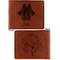 Irises (Van Gogh) Cognac Leatherette Bifold Wallets - Front and Back