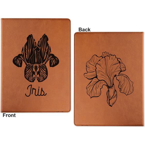 Irises (Van Gogh) Cognac Leatherette Portfolios with Notepad - Small - Double Sided- Apvl