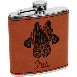 Irises (Van Gogh) Leatherette Wrapped Stainless Steel Flask
