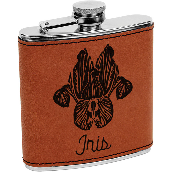 Custom Irises (Van Gogh) Leatherette Wrapped Stainless Steel Flask