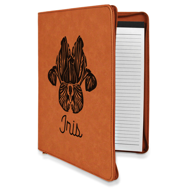 Custom Irises (Van Gogh) Leatherette Zipper Portfolio with Notepad