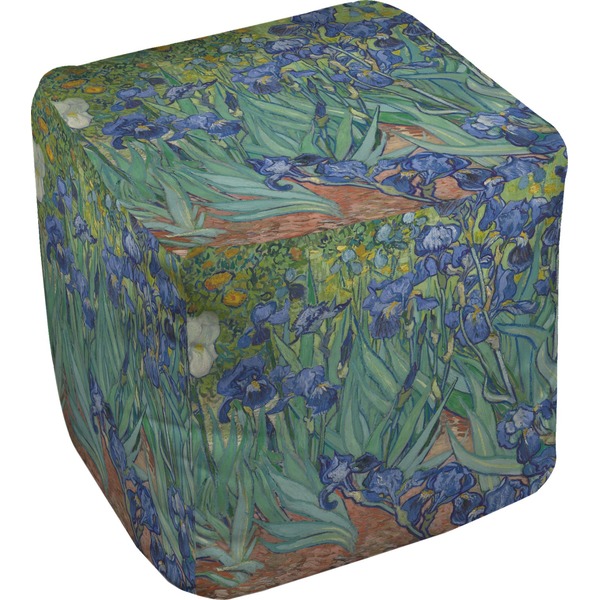 Custom Irises (Van Gogh) Cube Pouf Ottoman - 13"
