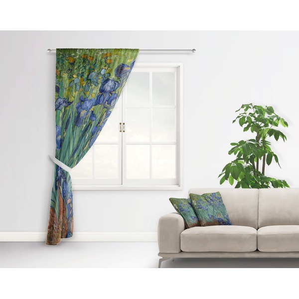 Irises (Van Gogh) Curtain With Window and Rod - in Room Matching Pillow