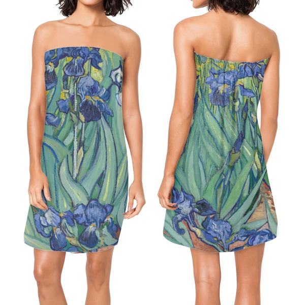 Irises (Van Gogh) Custom Bath Wrap - Front & Back View