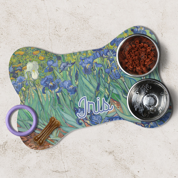 Irises (Van Gogh) Dog Bone Shaped Mat Lifestyle