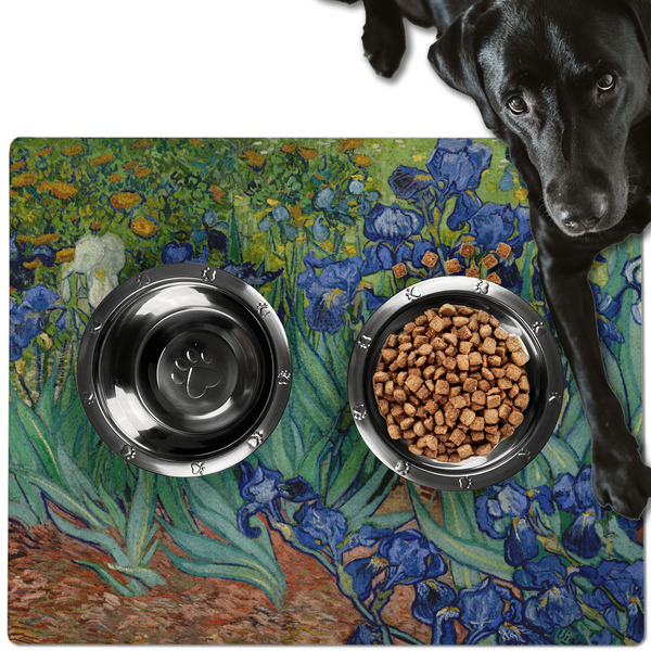 Custom Irises (Van Gogh) Dog Food Mat - Large