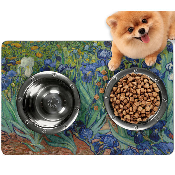 Custom Irises (Van Gogh) Dog Food Mat - Small
