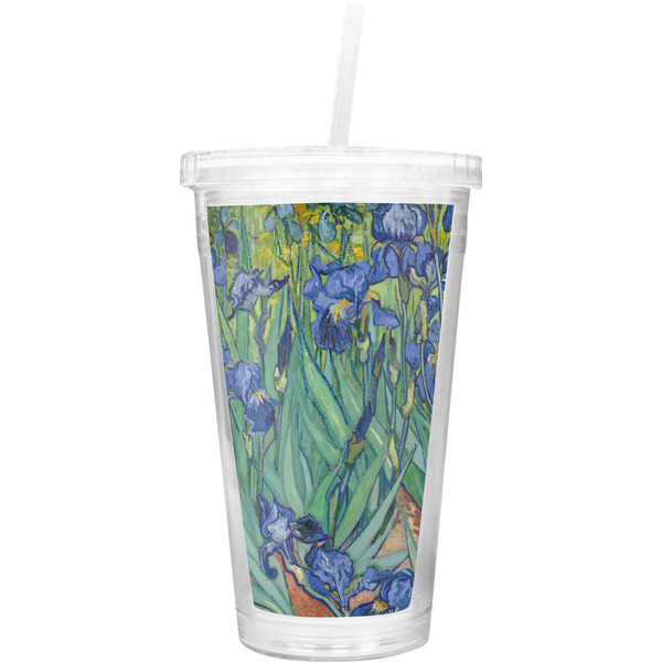 Custom Irises (Van Gogh) Double Wall Tumbler with Straw