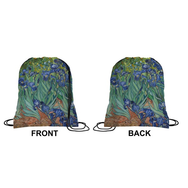 Irises (Van Gogh) Drawstring Backpack Front & Back Medium