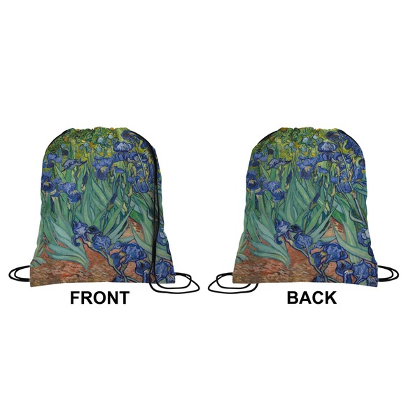Irises (Van Gogh) Drawstring Backpack Front & Back Small