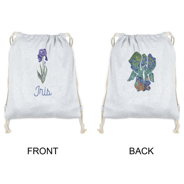 Irises (Van Gogh) Drawstring Backpacks - Sweatshirt Fleece - Double Sided - APPROVAL