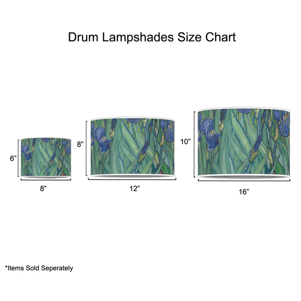 Irises (Van Gogh) Drum Lampshades - Sizing Chart