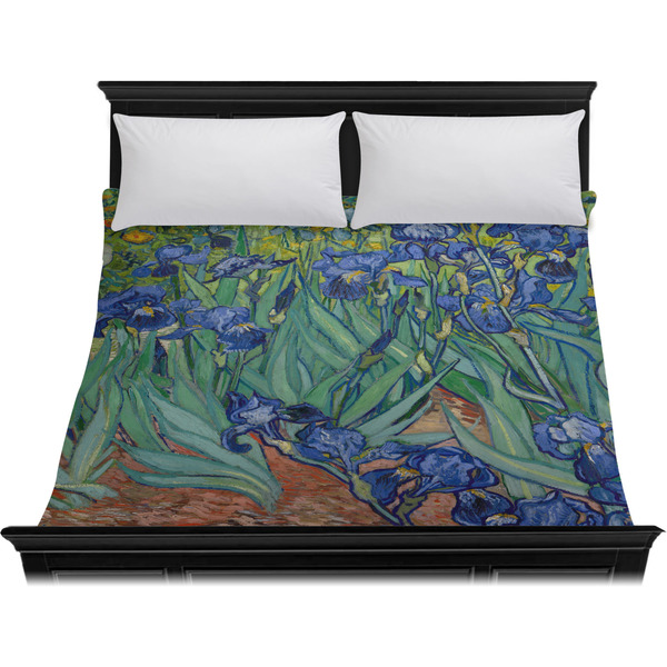 Irises (Van Gogh) Duvet Cover - King - On Bed - No Prop